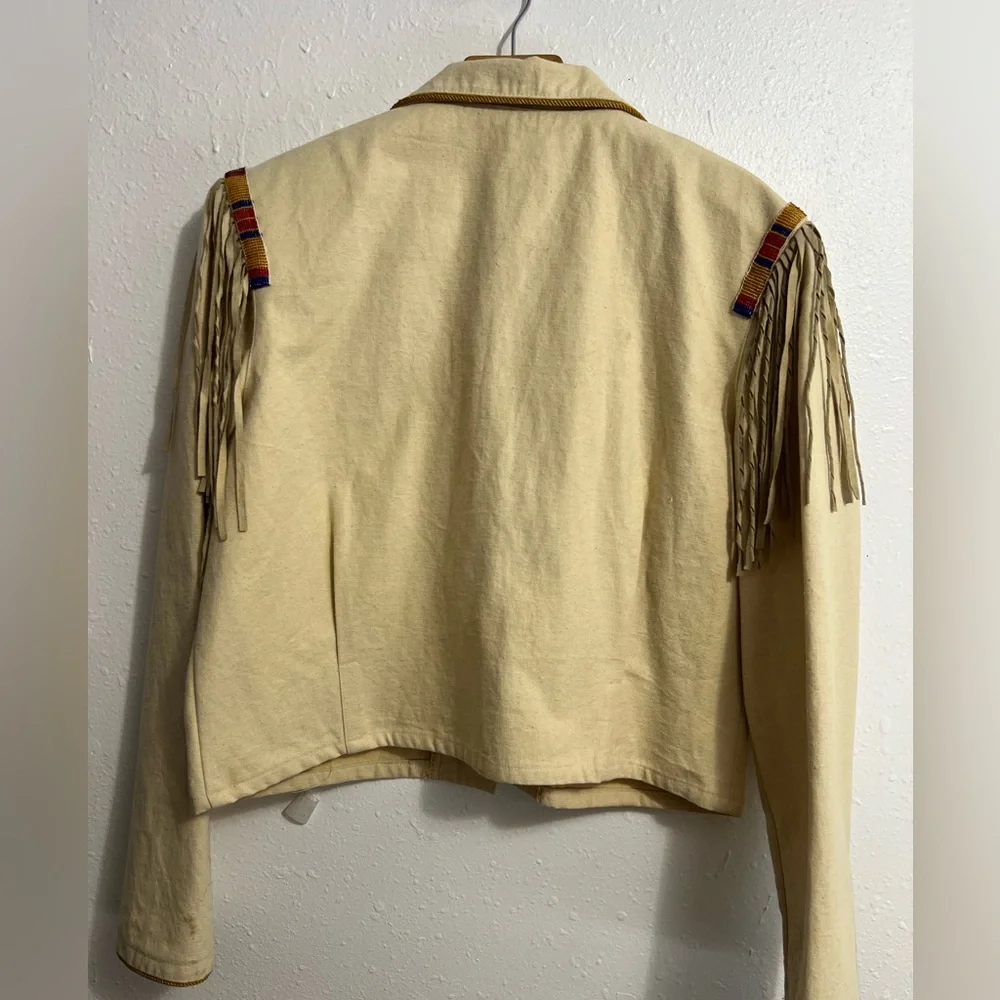 VTG Double D Ranch Cream Fringe Painted Western Jacket - Picture 6 of 17